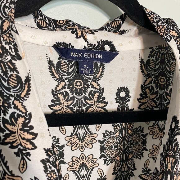 Max Edition Womens Sleeveless Floral Pattern Tunic Top XL White/Black - Picture 2 of 6